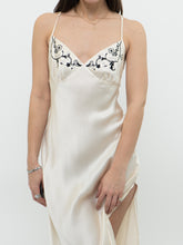 Load image into Gallery viewer, Vintage x VICTORIA SECRET Cream, Black embroidered Silk Slip Dress (XS, S)