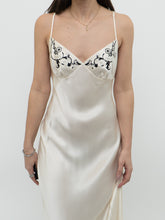 Load image into Gallery viewer, Vintage x VICTORIA SECRET Cream, Black embroidered Silk Slip Dress (XS, S)