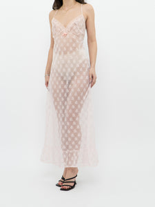 Vintage x Sheer Pink Lace Maxi Dress (M, L)