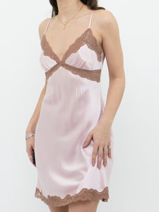 Vintage x Baby Pink, Brown Silk Slip Dress (M)