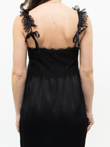 CLUB MONACO x Black Satin, Lace Mini Dress (S)