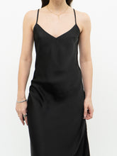 Load image into Gallery viewer, Modern x Black Satin Midi Slip Dress (M)