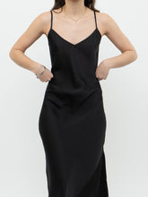 Load image into Gallery viewer, Modern x Black Satin Midi Slip Dress (M)
