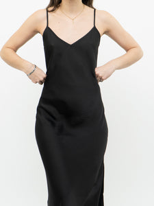 Modern x Black Satin Midi Slip Dress (M)