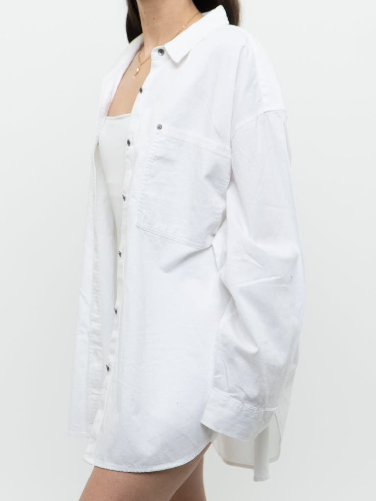 AERIE x White Oversized Light Cotton Button Up (S-XL)