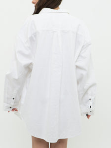 AERIE x White Oversized Light Cotton Button Up (S-XL)