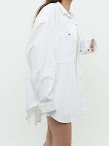 AERIE x White Oversized Light Cotton Button Up (S-XL)