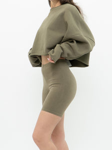 SKIMS x Olive Green Biker Shorts (XS)