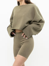 Load image into Gallery viewer, OAK + FORT x Olive Green Baggy Crewneck (XS-M)