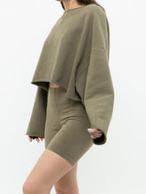 Load image into Gallery viewer, OAK + FORT x Olive Green Baggy Crewneck (XS-M)