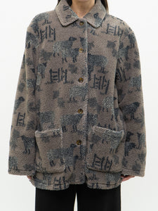 Vintage x WOOLRICH Lined Sheep Pattern Fleece (L)