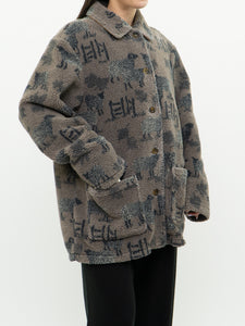 Vintage x WOOLRICH Lined Sheep Pattern Fleece (L)