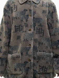 Vintage x WOOLRICH Lined Sheep Pattern Fleece (L)