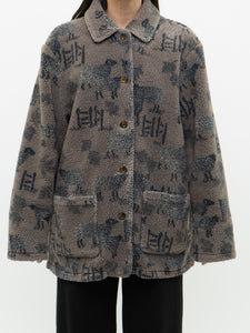 Vintage x WOOLRICH Lined Sheep Pattern Fleece (L)