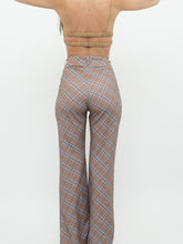 Load image into Gallery viewer, Modern x Camel, Blue Plaid Polyester Stretch Pant (M)