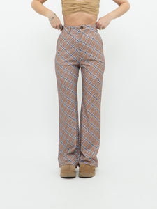 Modern x Camel, Blue Plaid Polyester Stretch Pant (M)