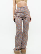 Load image into Gallery viewer, Modern x Camel, Blue Plaid Polyester Stretch Pant (M)
