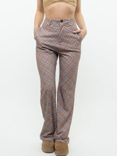 Load image into Gallery viewer, Modern x Camel, Blue Plaid Polyester Stretch Pant (M)