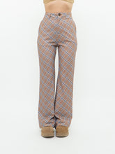 Load image into Gallery viewer, Modern x Camel, Blue Plaid Polyester Stretch Pant (M)