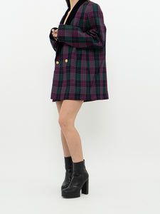 Vintage x Made in Canada x Pink, Navy & Black Houndstooth, Wool Blazer (M-XL)