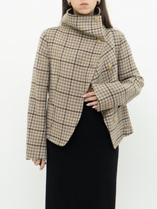 Vintage x MAXMARA/HOLTS Taupe Houndstooth Wool & Cashmere Blazer (S-L)