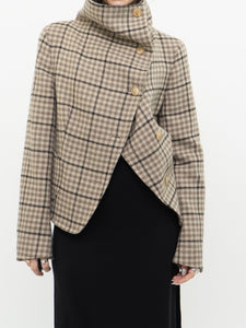Vintage x MAXMARA/HOLTS Taupe Houndstooth Wool & Cashmere Blazer (S-L)