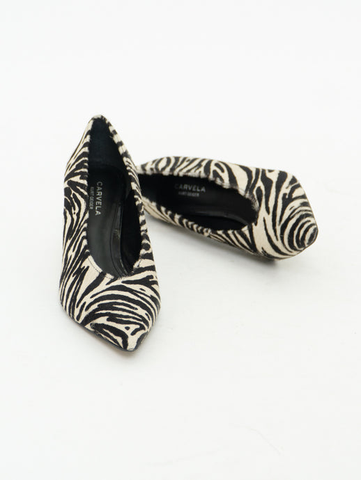 KURT GEIGER x CARVELA x Made in Braxil Pony Hair Zebra Heels (9, 9.5W)