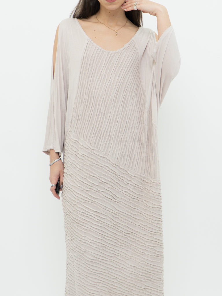 Vintage x Taupe Cozy Cotton Off-Shoulder Dress (S-L)