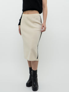 Vintage x Made in Hong Kong x Cream Knit Angora-Wool Skirt (M, L)