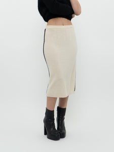 Vintage x Made in Hong Kong x Cream Knit Angora-Wool Skirt (M, L)