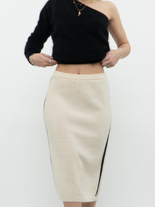 Vintage x Made in Hong Kong x Cream Knit Angora-Wool Skirt (M, L)