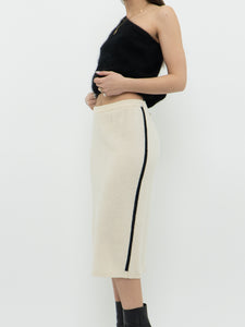 Vintage x Made in Hong Kong x Cream Knit Angora-Wool Skirt (M, L)