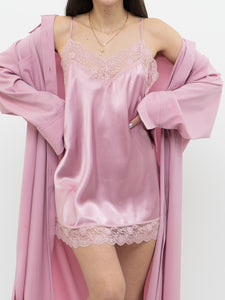 Vintage x Pink Silk-Feel Dress (S, M)