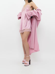 Vintage x Pink Silk-Feel Dress (S, M)
