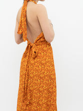 Load image into Gallery viewer, FAITHFUL THE BRAND x Deadstock x Orange Floral Halter Dress (M)