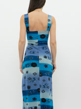 Load image into Gallery viewer, Vintage x Blue Striped Dragon Pattern Bodycon Dress (M)