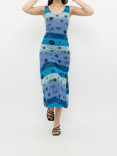 Load image into Gallery viewer, Vintage x Blue Striped Dragon Pattern Bodycon Dress (M)
