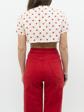 Load image into Gallery viewer, Vintage x Cream &amp; Red Polka Dot Linen Crop Top (XS-M)