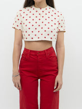Load image into Gallery viewer, Vintage x Cream &amp; Red Polka Dot Linen Crop Top (XS-M)