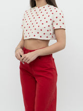 Load image into Gallery viewer, Vintage x Cream &amp; Red Polka Dot Linen Crop Top (XS-M)