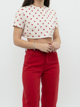 Load image into Gallery viewer, Vintage x Cream &amp; Red Polka Dot Linen Crop Top (XS-M)