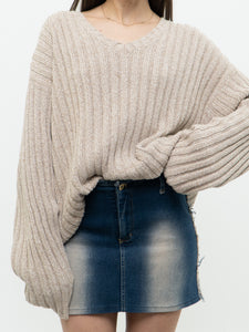 Vintage x EDDIE BAUER Oatmeal Cotton Cable Knit Sweater (M-XL)