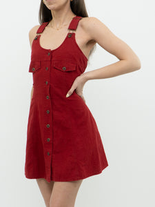 Vintage x Made in Canada x LE CHATEAU Red Linen Mini Dress (S, M)