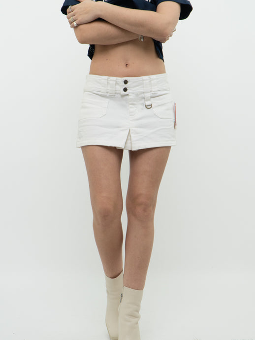 Vintage x Deadstock White Denim Micro Mini Skirt (S)