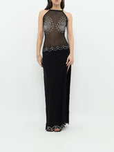 Load image into Gallery viewer, Vintage x Made in USA x NOM DE PLUME Black Mesh Rhinestone Dress (S, M)