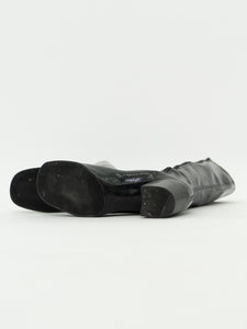 Vintage x Black PVC Sock Boots (5.5, 6)