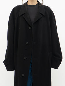 Vintage x Made in Canada x Black Fine Merino Trench Coat (M, L)