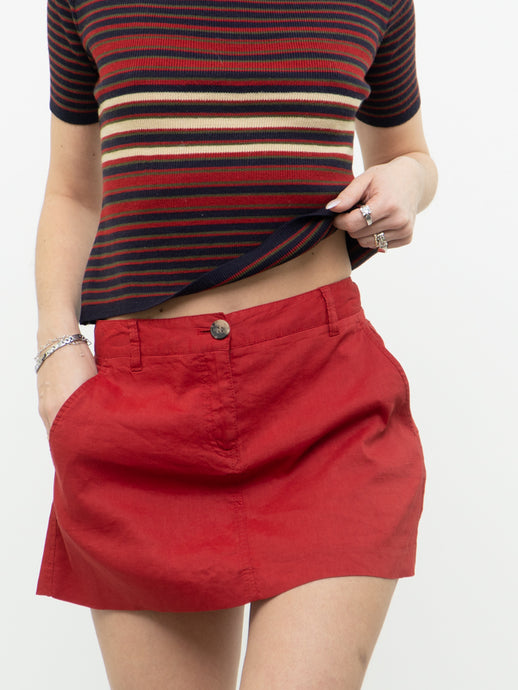 Vintage x THEORY x Red Mini Skirt (S, M)