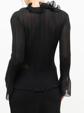 Load image into Gallery viewer, Vintage x SIMON CHANG Sheer Black Ruffled Blouse (XS, S)