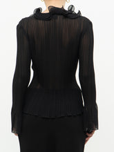 Load image into Gallery viewer, Vintage x SIMON CHANG Sheer Black Ruffled Blouse (XS, S)